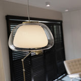 Modern Double Layer Glass Jelly Pendant Light Round Brass Rod Hanging Lamp