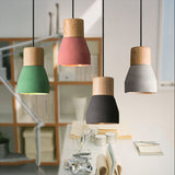 Modern Wood Timber Cement Pendant Light Cafe Vintage Hanging Ceiling Lamp Decor