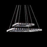 Modern Led Pendant Lamp Stainless Steel 2 Square Rings Chrome Finish Transparent K9 Crystal Led Pendant Lights for Dinning Room - heparts