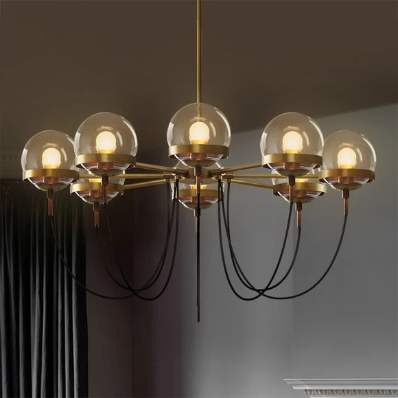 Modern Retro-American Cognac glass ball bronze ring Pendant Light Designer's Lamp Restaurant - heparts