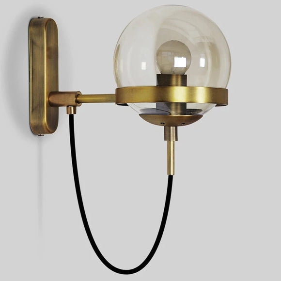 Modern Retro-American Cognac glass ball bronze ring wall lamp Designer's Lamp Restaurant - heparts