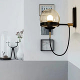 Modern Retro-American Cognac glass ball bronze ring wall lamp Designer's Lamp Restaurant - heparts