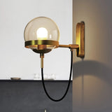 Modern Retro-American Cognac glass ball bronze ring wall lamp Designer's Lamp Restaurant - heparts