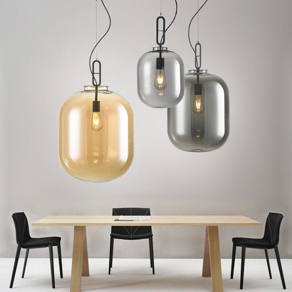 Modern Wax gourd Glass Pendant Light Creative Restaurant Lampshade Hanging Lighting E26/E27 - heparts