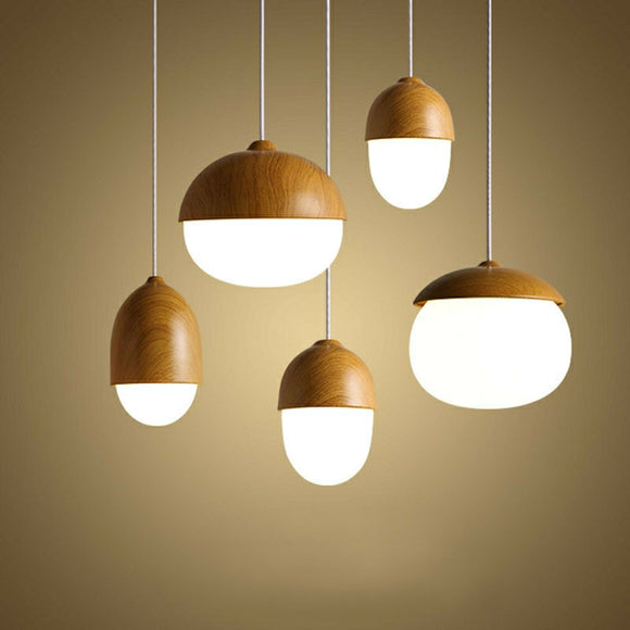 Net Northern Europe Style Wood Grain Glass Pendant Light Fixture E26/E27 Base - heparts