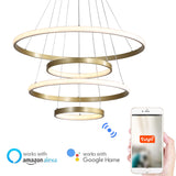 New Circle Modern Chandelier Gold Painted Aluminum Rings Lamp Inner & outer Light LED Integrated
