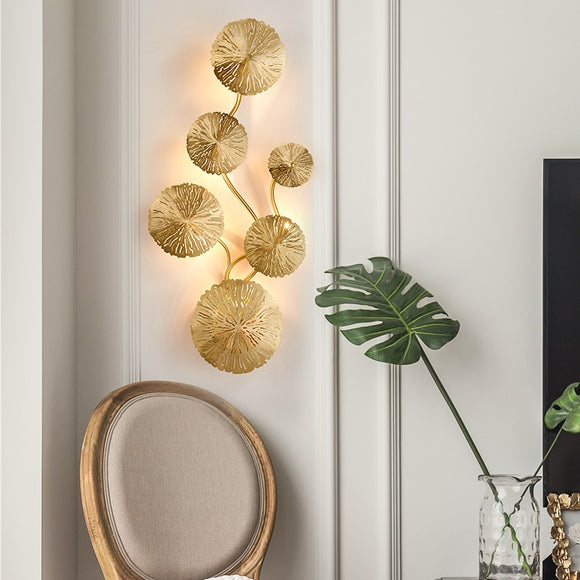 Lotus Leaves Solid Brass Sconce Wall Lights Vanity Lighting - heparts