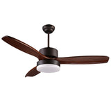 52" 3-Wood Blade LED Fan Lamp Remote Control Ceiling Fan Lamp Restaurant Charged Fan