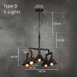 Vintage Industrial Pipe Edison Bulbs Retro Pendant Lights