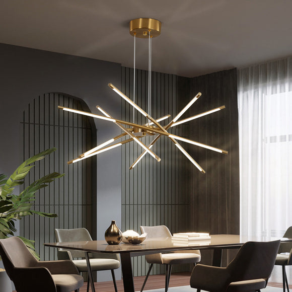 Pipe Minimalist Pendant Lights Remote Control Ceiling Pendant Chandelier Suspension LED Lamp