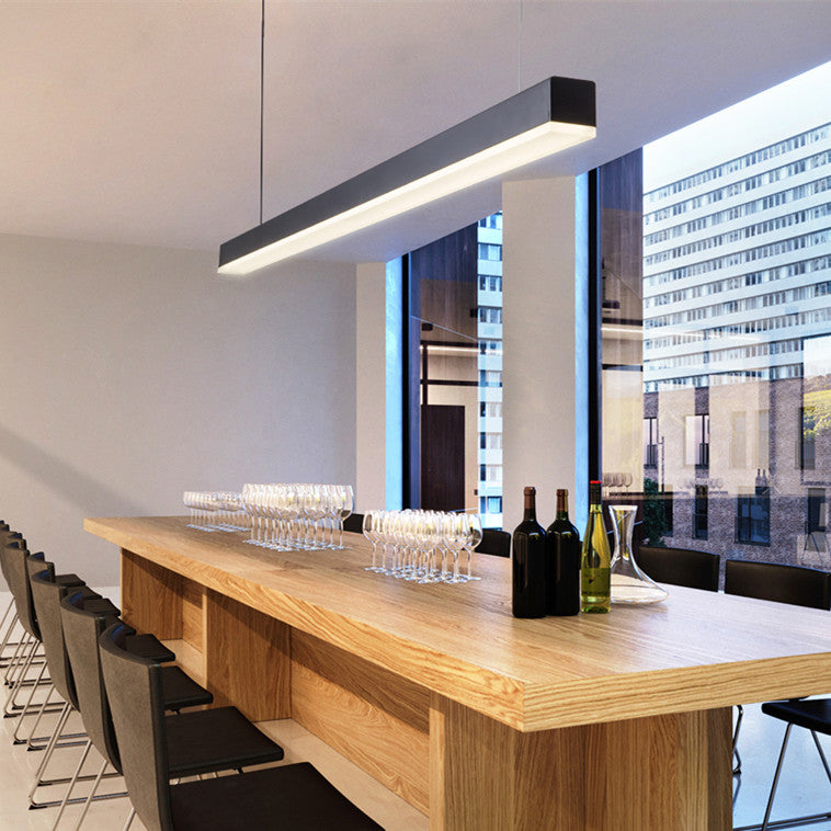 Rectangular Diner LED Suspension Lamp Metal Minimalist Linear Island ...