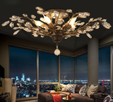 Retro Chandelier 8 Lights E12 E14 Transparent Crystal Black or Gold Chandeliers for Dinning Living Room - heparts