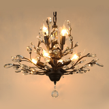 Retro Chandelier 8 Lights E12 E14 Transparent Crystal Black or Gold Chandeliers for Dinning Living Room - heparts