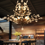 Retro Chandelier 8 Lights E12 E14 Transparent Crystal Black or Gold Chandeliers for Dinning Living Room - heparts