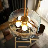 Round Gold Metal Water Pattern Glass American Luxury Pendant Light Creative