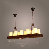 Rustic Wood Pendant Light Island Chandelier 10Candle+4 Down Lights E26/E27 - heparts