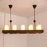 Rustic Wood Pendant Light Island Chandelier 10Candle+4 Down Lights E26/E27 - heparts