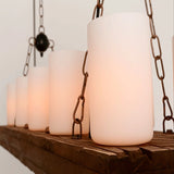 Rustic Wood Pendant Light Island Chandelier 10Candle+4 Down Lights E26/E27 - heparts