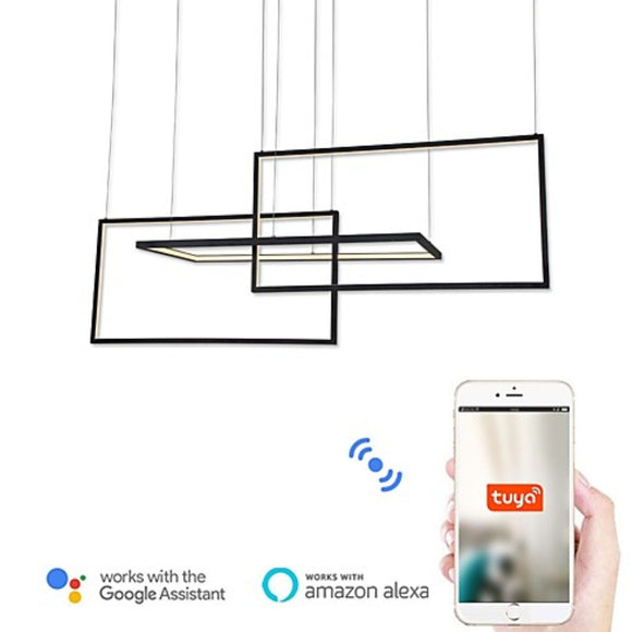Wi-Fi Smart Modern Led Pendant Lights Island / Geometrical / Novelty Chandelier Ambient Light Painted Finishes Aluminum Acrylic Adjustable, Dimmable - heparts