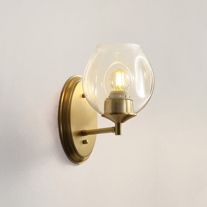 Single Glass ball Solid Brass Sconce Wall Lights Bathroom Lights