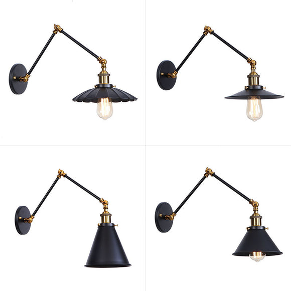 Swing Arm Wall Lamp Farmhouse Hallway Industrial Metal Black Wall Reading Sconce