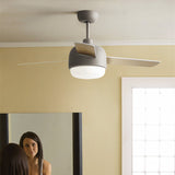 36"/42" LED Ceiling Fan Lamp Modern Dining Room 3 Blades Semi Flush Mounted Light with Dome Acrylic Shade in Macaron