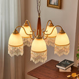 Tassel Chandelier Walnut Copper Bedroom Study Dining Room Lamp Pendant Lighting