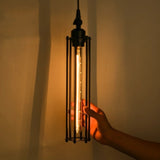 Vertical-Vintage Metal Cage Hanging Light - Retro Iron Pendant Lamp - heparts