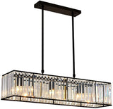 Vintage Rectangular Crystal Chandelier Industrial Rectangle Pendant Light Fixture