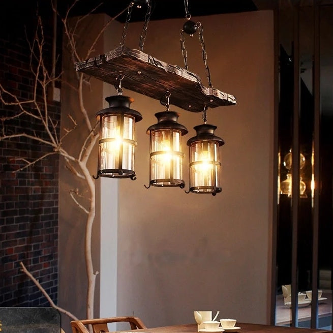 Wood Light Fixture Rustic Industrial Chandelier Bulbs Included