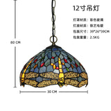 Tiffany Pastoral Retro Dragonfly Ceiling Lamp Creative Color Glass Pendant Lighting  Iron Single Head Chandelier