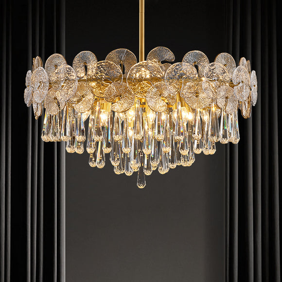 D60cm-D80cm Chandelier Gold Crystal Flush Mount Lights Modern Metal Electroplated 110-240V