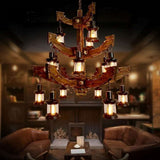 Vintage Wooden Chandelier Loft Industrial Style American Nostalgic Creative Personalized Restaurant Bar Coffee Shop Lamps