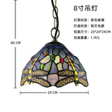 Tiffany Pastoral Retro Dragonfly Ceiling Lamp Creative Color Glass Pendant Lighting  Iron Single Head Chandelier