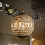 Nordic Home Bedroom Dining Room Lamps American Creative Retro Iron Ball Crystal Rice Sugar Bead Chandelier