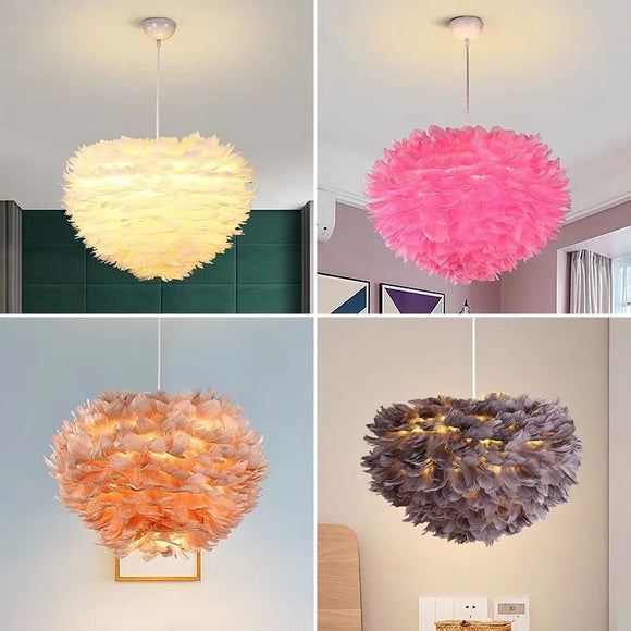 Colorful Lights Handmade Feather Pendant Light Chandelier Light E26/E27 LED - heparts