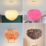 Colorful Lights Handmade Feather Pendant Light Chandelier Light E26/E27 LED - heparts