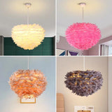 Colorful Lights Handmade Feather Pendant Light Chandelier Light E26/E27 LED - heparts