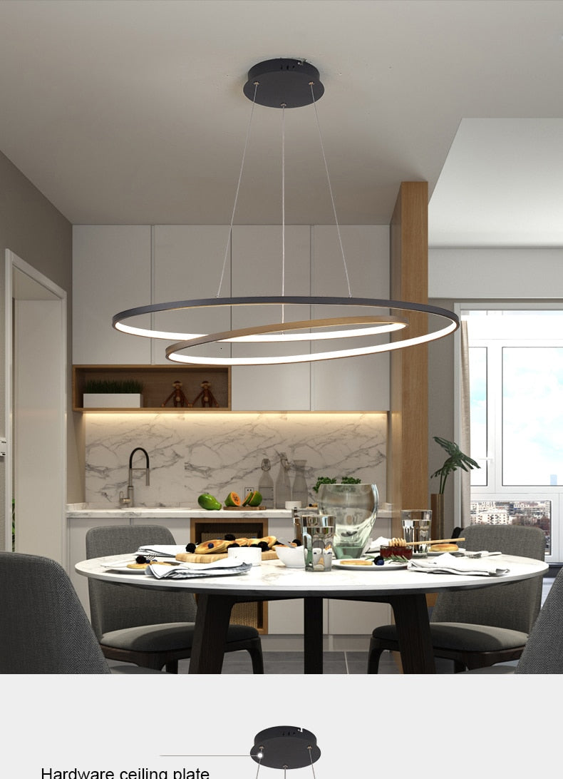 Modern led Pendant lights for living room dining room Matte Black
