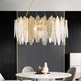 Round Crystal Chandelier Lighting Gold Frosted/Smoke gray Glass Hanging Lamp Living Room Dining Room