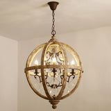 Retro Chandelier Lighting Industrial Hanging Pendant Lamp Globe Dining Living Room Wood Farmhouse Vintage Island Light