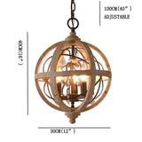 Retro Chandelier Lighting Industrial Hanging Pendant Lamp Globe Dining Living Room Wood Farmhouse Vintage Island Light