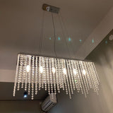 Restaurant Crystal Chandeliers Rectangular Hanging Line Lamps