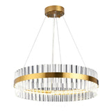 LED Strip Post-modern Golden Round Indoor LED Pendant Light With High Quality Crystal In Living Room Dining Room