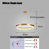 LED Strip Post-modern Golden Round Indoor LED Pendant Light With High Quality Crystal In Living Room Dining Room