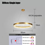 LED Strip Post-modern Golden Round Indoor LED Pendant Light With High Quality Crystal In Living Room Dining Room