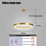 LED Strip Post-modern Golden Round Indoor LED Pendant Light With High Quality Crystal In Living Room Dining Room