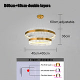 LED Strip Post-modern Golden Round Indoor LED Pendant Light With High Quality Crystal In Living Room Dining Room
