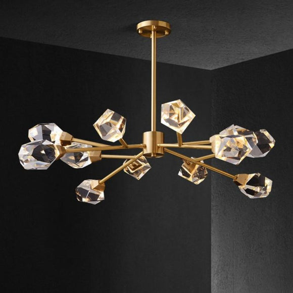 Luxury K9 Crystal Led Chandeliers Light Fixtures Modern Copper Hanging Lamp Pendant Lustre for Bedroom Led Suspension Luminaire