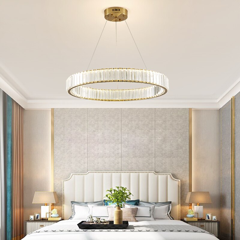 LED Chandelier Bedroom Light for Home Crystal Gold Chandeliers